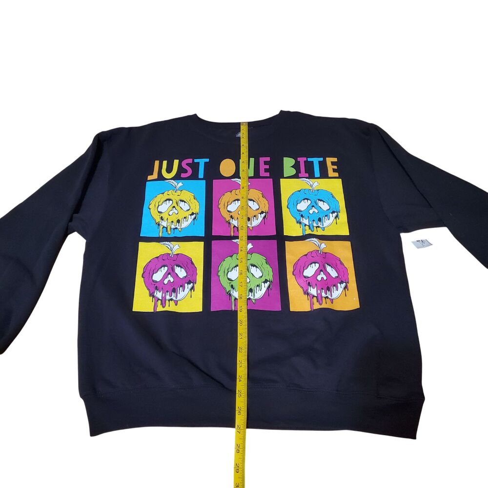 NWT Disney Villains Just One Bite Black Graphic Sweatshirt Size L Neon Pop-Art - Picture 5 of 5